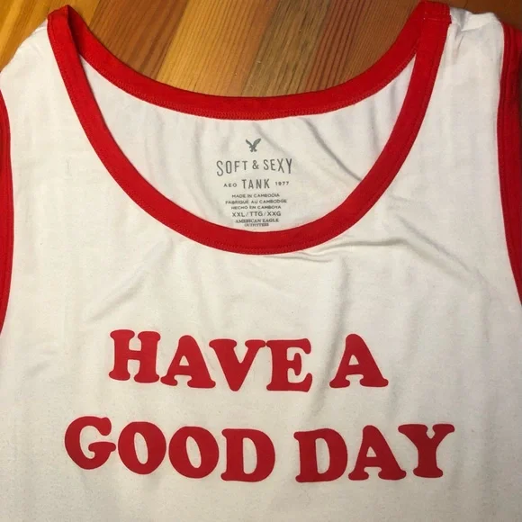 American Eagle plus size Soft and Sexy graphic ringer tank top XXL - Picture 3 of 5